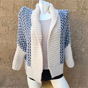 Simply Noelle Cozy Chunky Knit Two-tone Open Front Cardigan Sweater